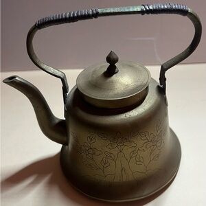 Elegant Brass Teapot with Floral Design